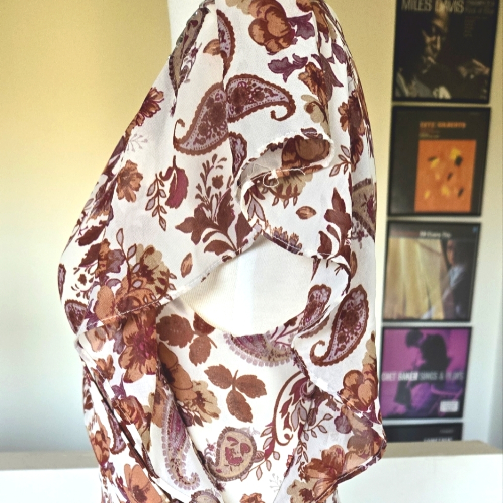 Anthropologie DREW Paisley Floral Terra Vintage Garden Ruffle Maxi Dress Large - Picture 4 of 11